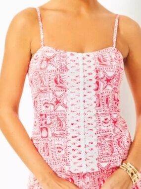 NWT Lilly Pulitzer Size 12 Shelli Stretch Top Mizzen Red Seaside Harbour